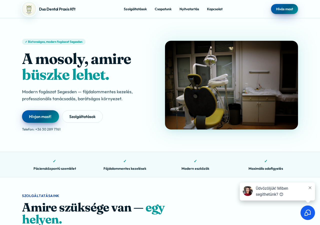Duo Dental fogászati rendelő weboldala