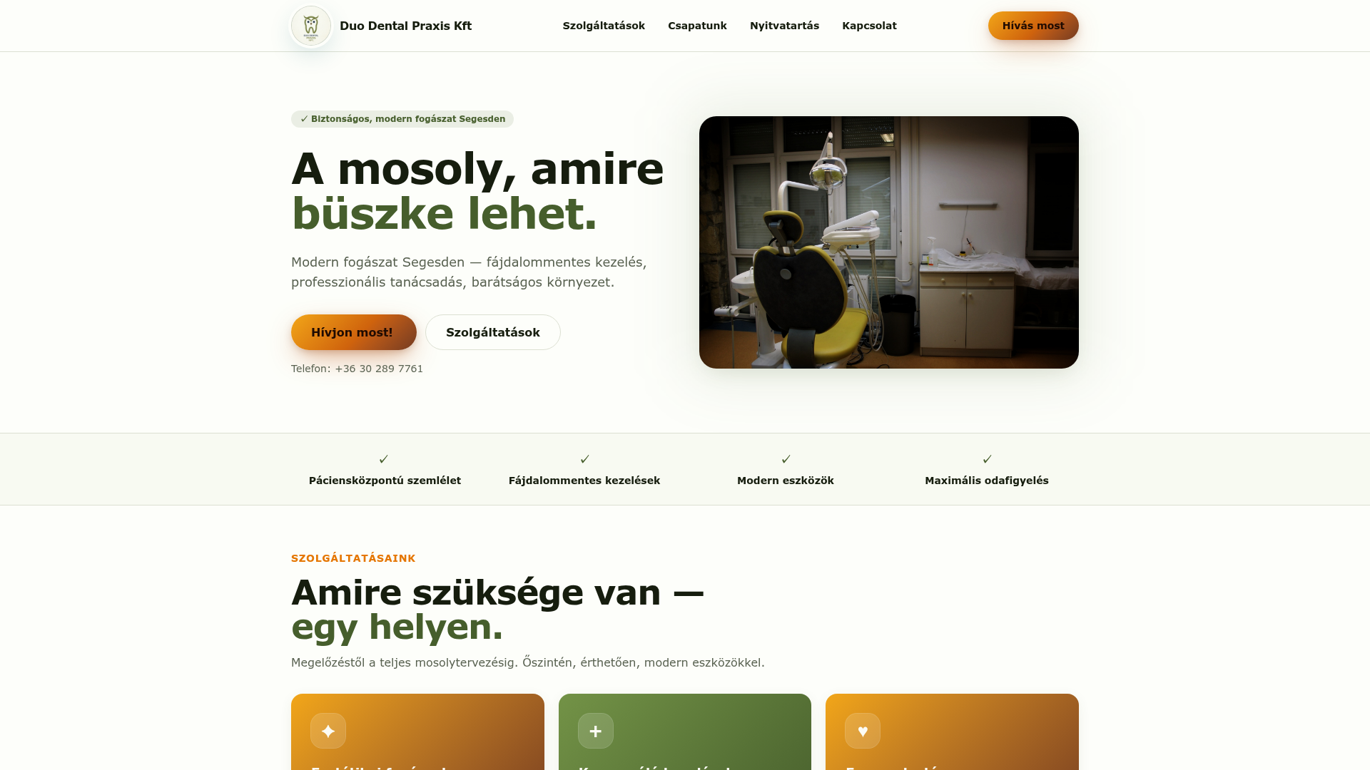 Duo Dental Praxis fogászati weboldal — NeuraCore referencia